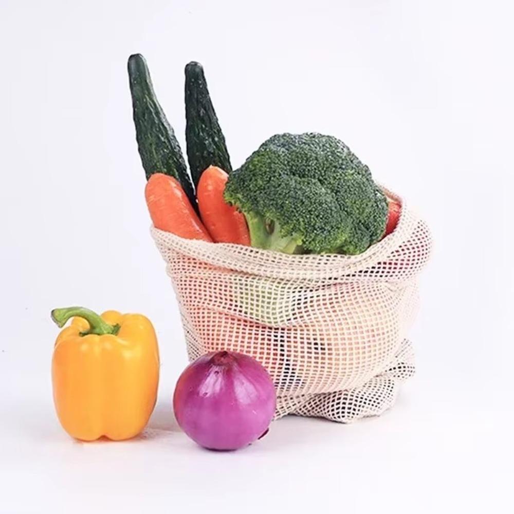 With Drawstring Reusable Produce Bags Filter Cotton Mesh Grocery Bags  Kitchen Gadget