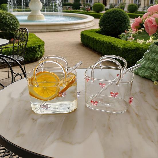 Handmade Glass Purse 550ml Borosilicate Glass Cup Tote Shape Cocktail And Iced Tea Glassware Small Bedside Table Vase