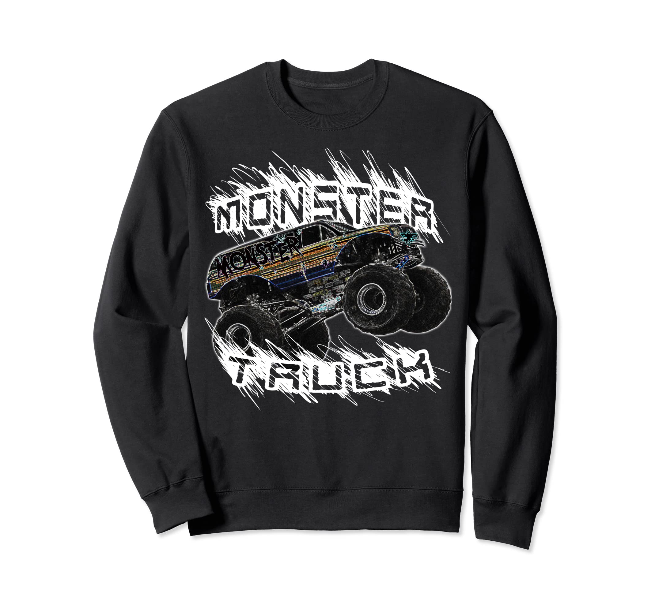 Свитшот с принтом Monster Truck Jam - Резиновая Прыгающая и Разбивающаяся Машина - Брызговики