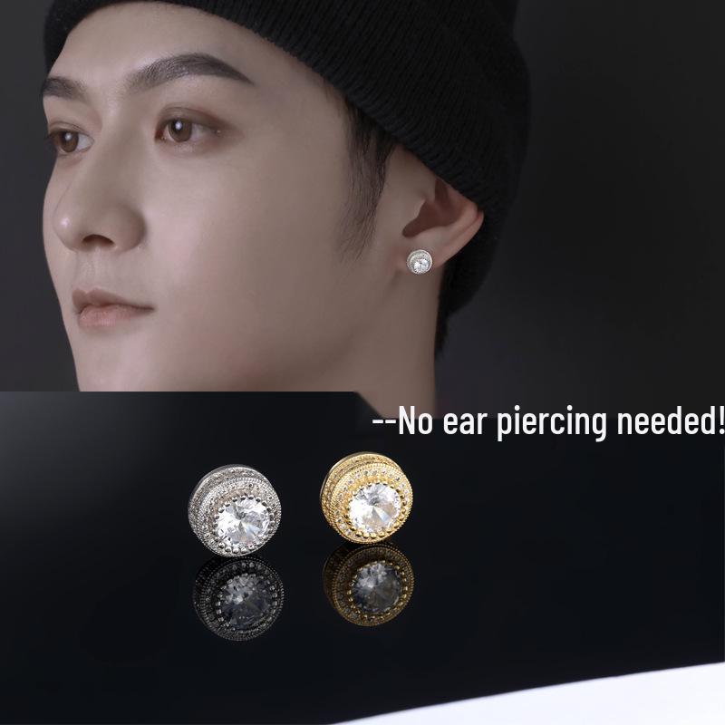 Zircon Magnetic Ear Clips: Painless, Non-Pierced Earrings for Women & Men