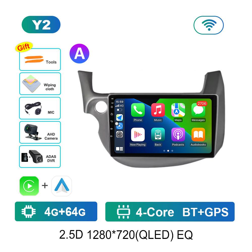 Bluetooth DSP Stereo Car Video Multimedia Player for HONDA FIT JAZZ 2008 - 2013 WiFi Android System 4G GPS QLED Touch Screen