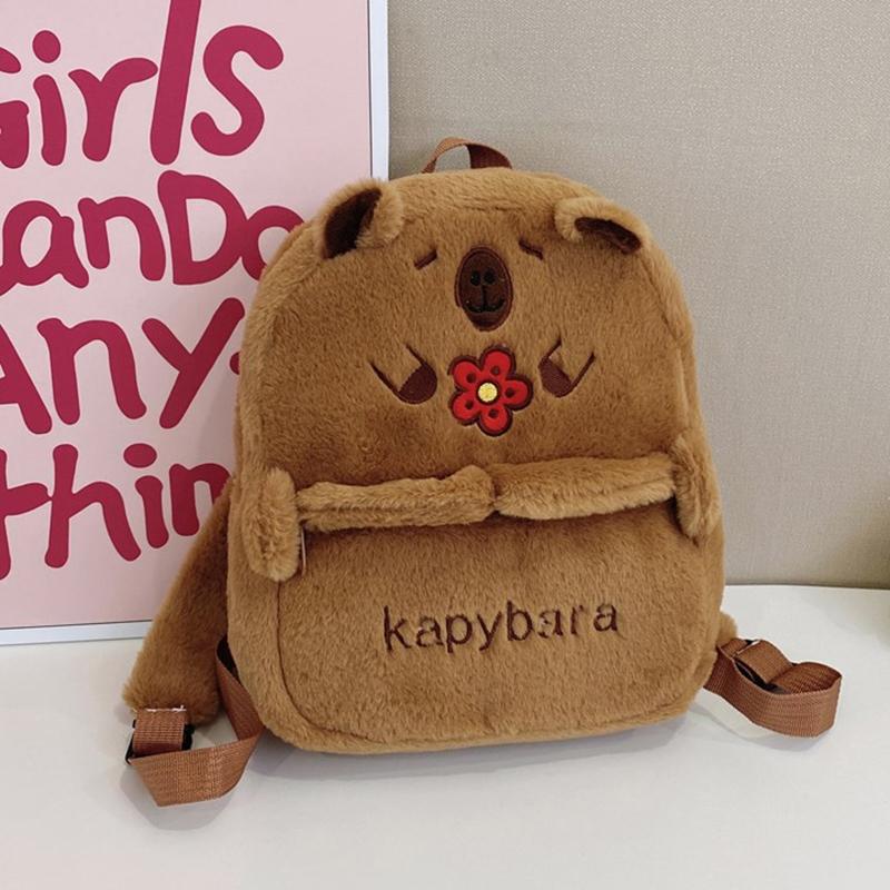 

Cute Plush Animals Capibara Capybara Plush Backpack Versatile Students School Bag