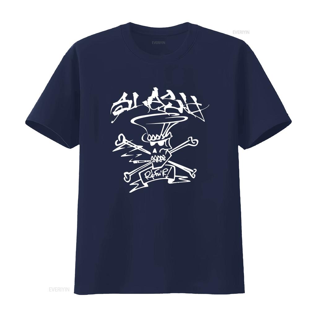 Slash Skull Crossbone Drawing R FNR Mens Heavy Metal Music Merch T Shirt Vintage Washed Casual Stretched Unisex Versatile