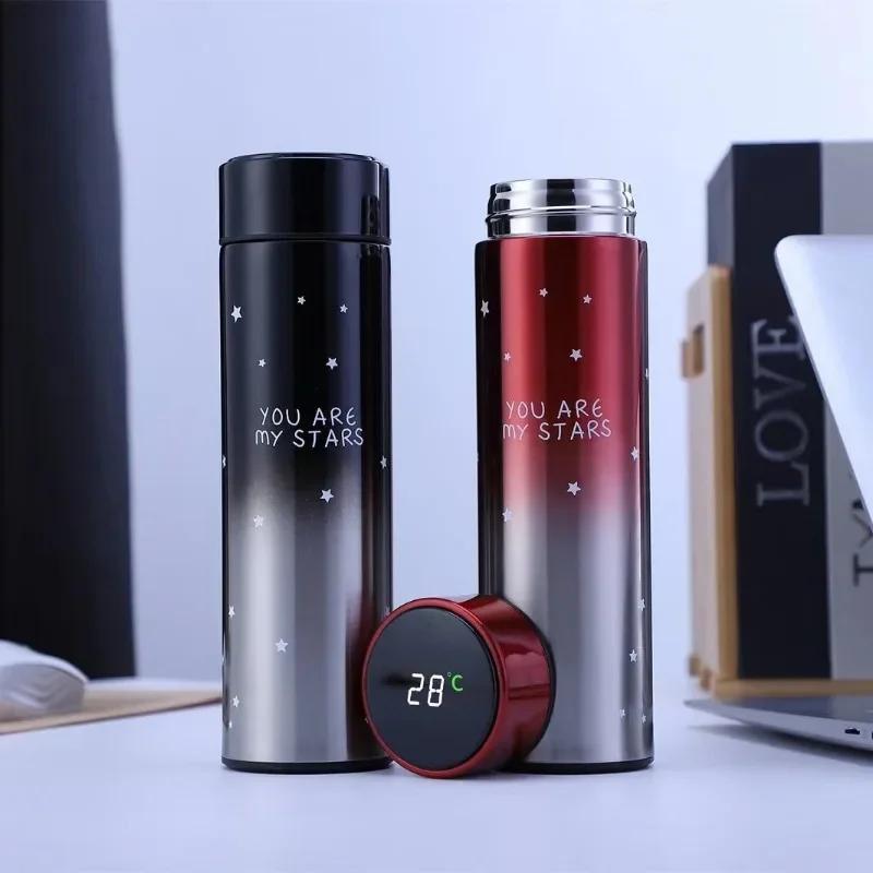 Gradient Color Smart Insulation Mini Thermal Cup LED Digital Temperature Display Water Bottle Stainless Steel 500ml