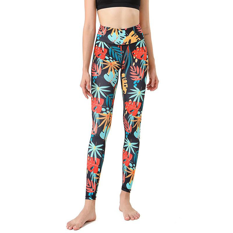 Spring and summer new yoga pants women's quick-drying hip-lifting printed dance fitness pants sports leggings