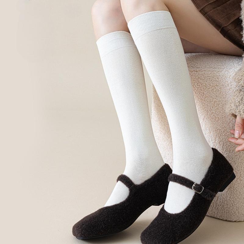 Knee High Socks for Women Soft Combed Cotton Long Socks Ladies Girls Knee Length Knee Socks