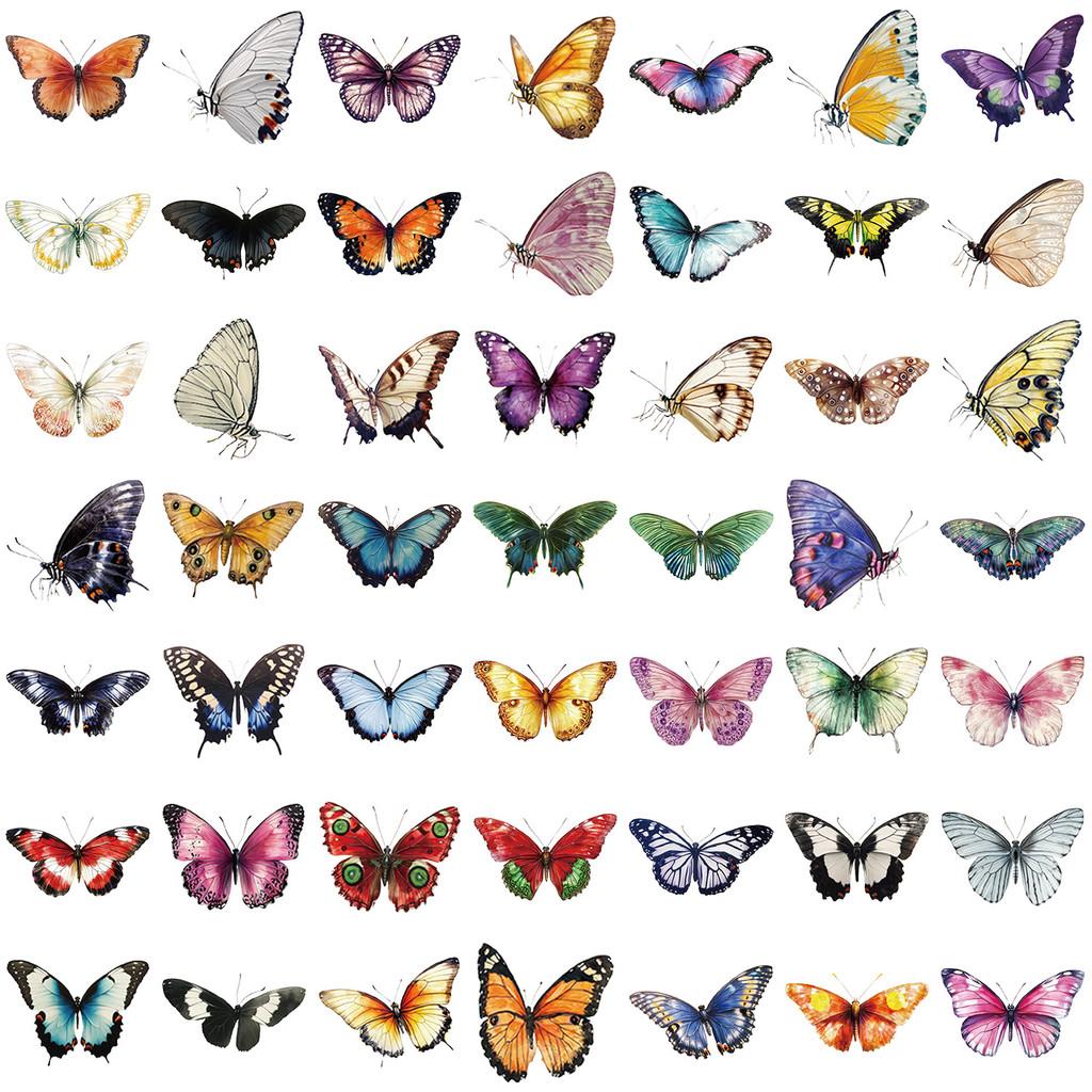 50PCS Transparent Elegant Butterfly Sticker Pack - Waterproof Clear PET for Scrapbook, Guitar Decor RecordingYourLife Store