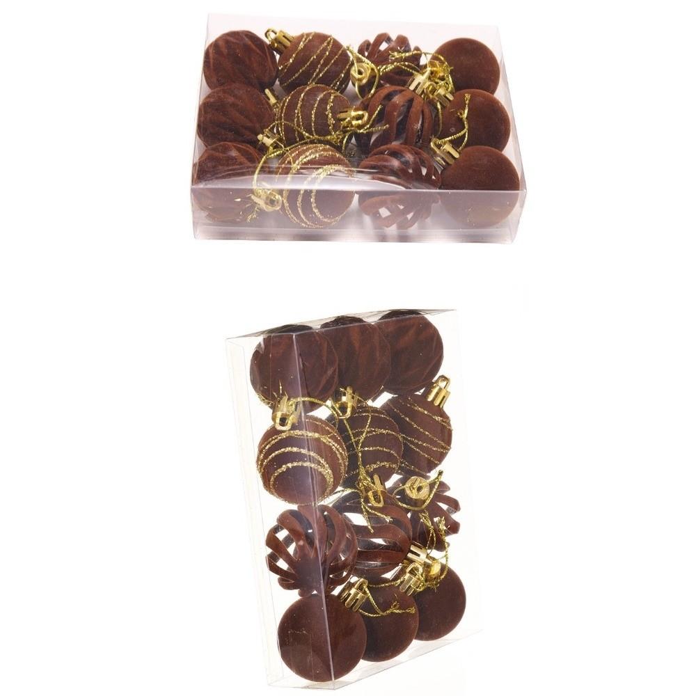 12Pcs/Box Velvet Christmas Hanging Balls DIY Crafts Painted Plastic Christmas Tree Ornament 4CM Christmas Flocked Ball Set