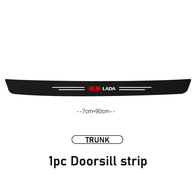For Lada 4pcs Car Carbon Fiber Threshold Strip Anti Scratch Door Sill Protector Kalina Largus Priora Xray Granta Largus Samara