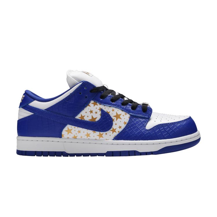 Supreme x Nike Dunk Low OG SB QS Hyper Royal Unisex Sneakers Blue White Metallic-Gold DH3228-100