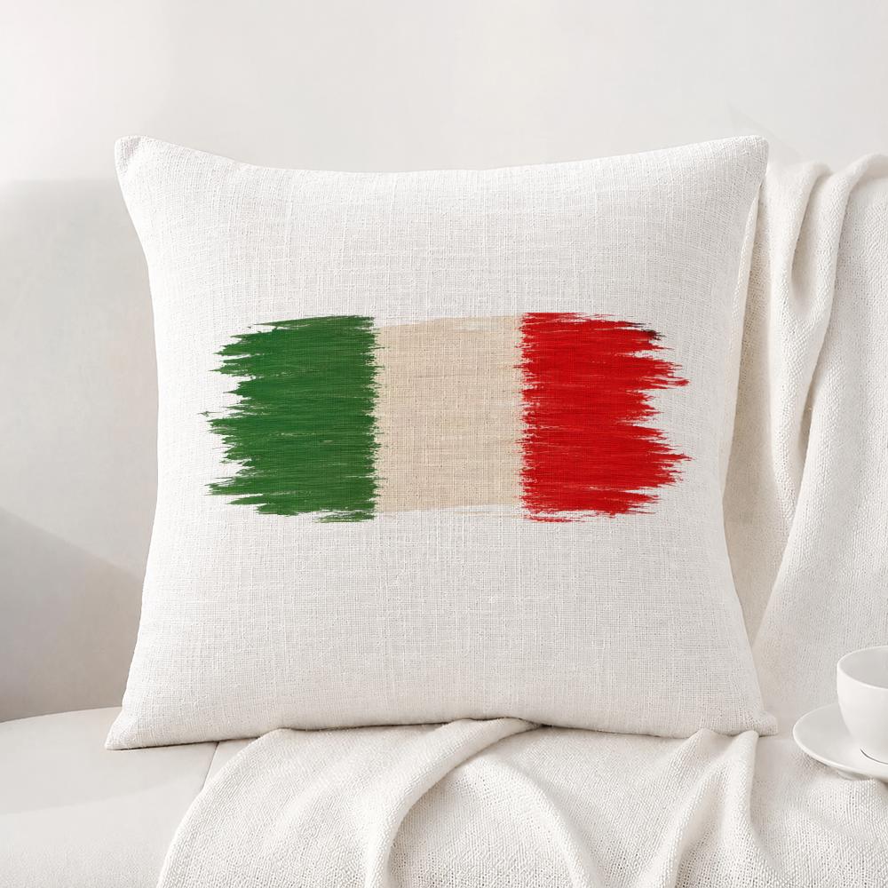 Flag Italy Flag Cushion Cover Natural Linen Pillowcase Set AllinOne Decor Cushion Cover for Sofa Bedroom Chair