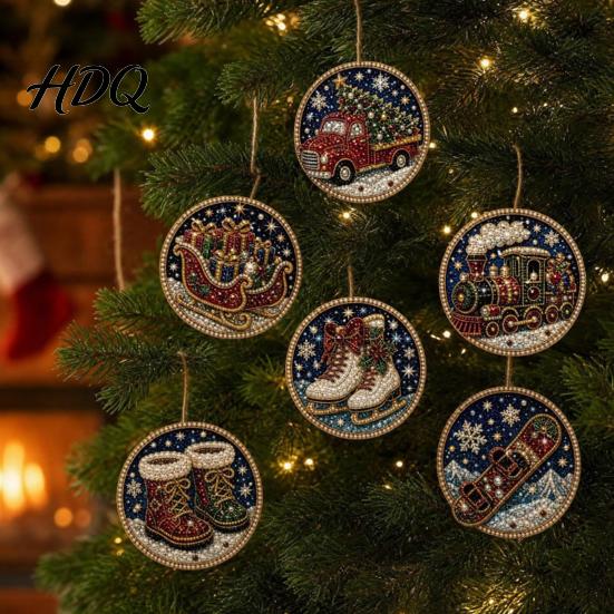 Decoratieve Kunstmatige Parel Kunst Decoraties 6 Stuks/Set Kerst DIY Kit Hangende Decoraties Knutselpakket met Ronde Bedels Parels Vakantie Strass voor
