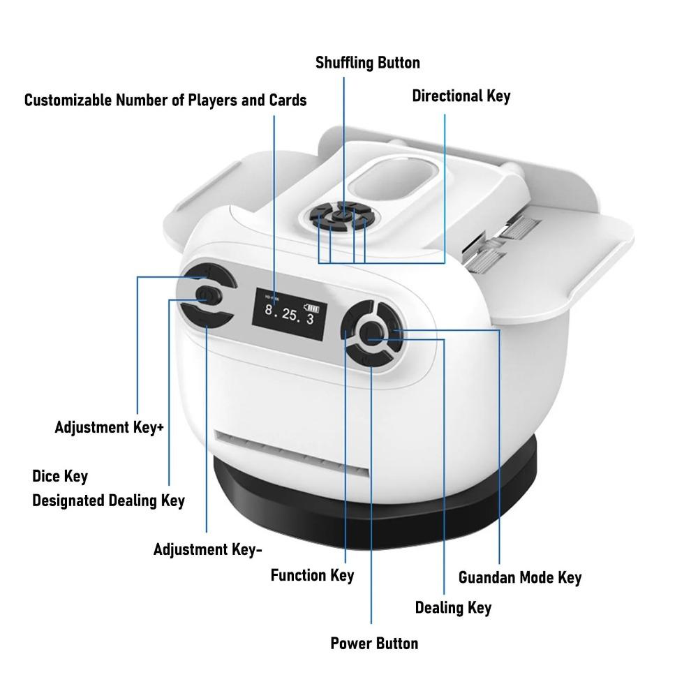 Automatický míchač karet Dealer Nabíjecí bateriový míchač hracích karet 360 180stupňové rozdávání pro rodinné párty hry