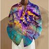 Camisas de Manga Larga con Estampado de Diseño Abstracto para Hombre, Cárdigan Casual, Botón Nuevo, Camisas de Moda Festiva