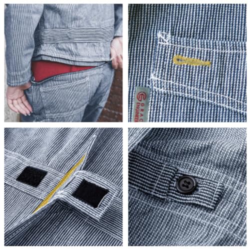 GRACE ENGINEERS Long-Sleeve Coveralls (Hip Open Zipper) All-Season Hickory GE105H 19 L