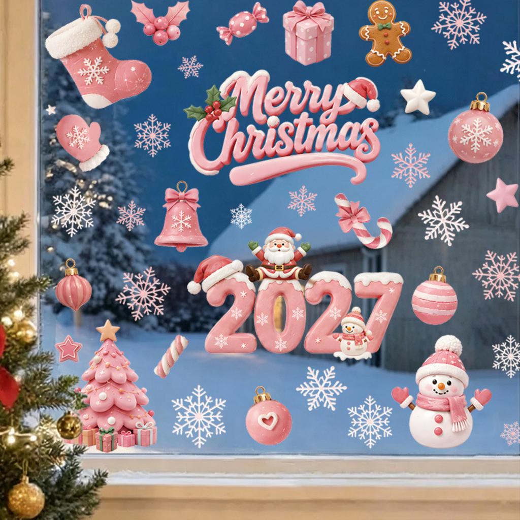 Weihnachts-Statikfolien-Fensteraufkleber für Wohnzimmer, Schlafzimmer, Feiertagsparty-Dekorationen