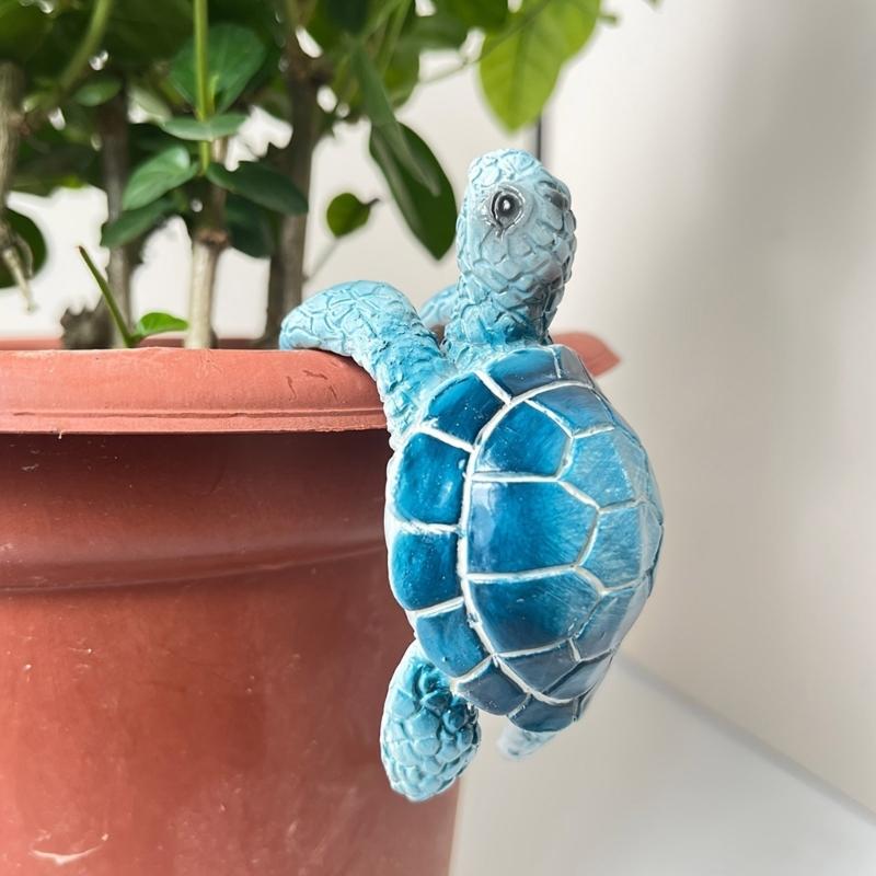 Whimsical Tortoises Figurine Planter, Resin Hanging Garden Outdoor Accent Ornaments for Pots and Home Decoration Garden