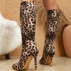 Fashion Eilyken Design Pointed Toe Thin High Heels Women Knee-High Boots Fashion Leopard Print Shoes Zipper Long Booties