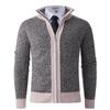 2025 Men's Solid Color Knit Zipper Cardigan - Thick Plus Velvet Coat for Autumn & Winter