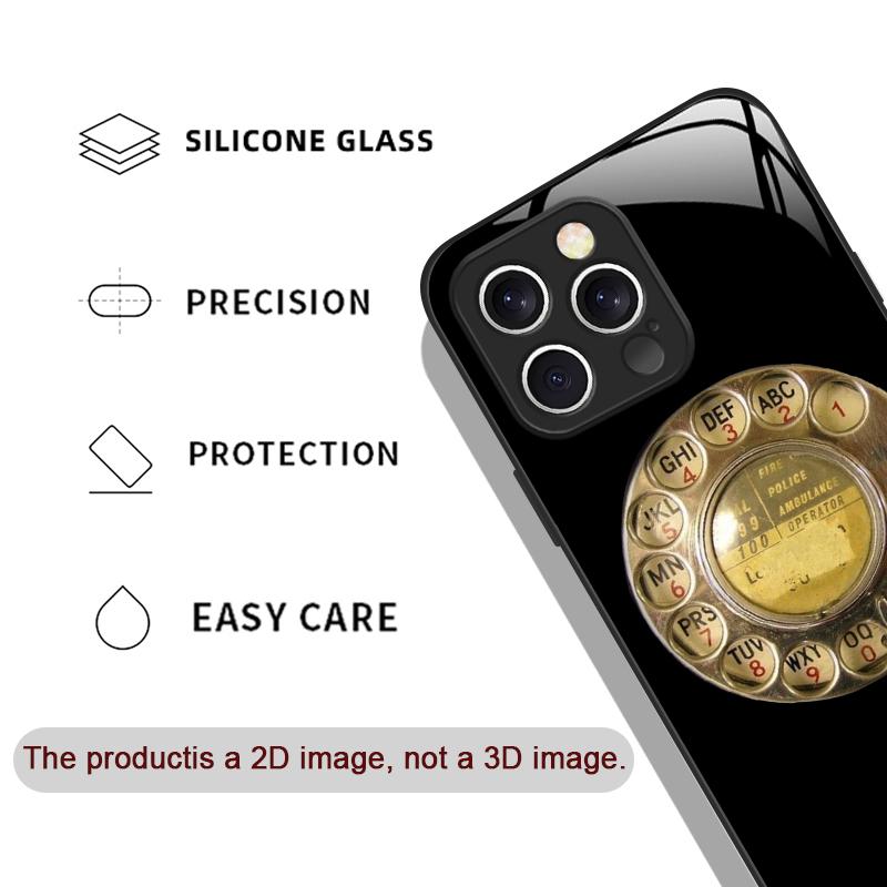 Lustige Retro-Drehwählermuster-Schutzhülle aus gehärtetem Glas für iPhone 17 16 Pro Max 16 15 14 Plus 13 12 Mini 11 X XS MAX XR Hülle