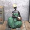 1pc Vintage African Tribal Woman Figurine - Exotic Artistic Resin Craft Statue for Home Decor - Unique Artistry Gift