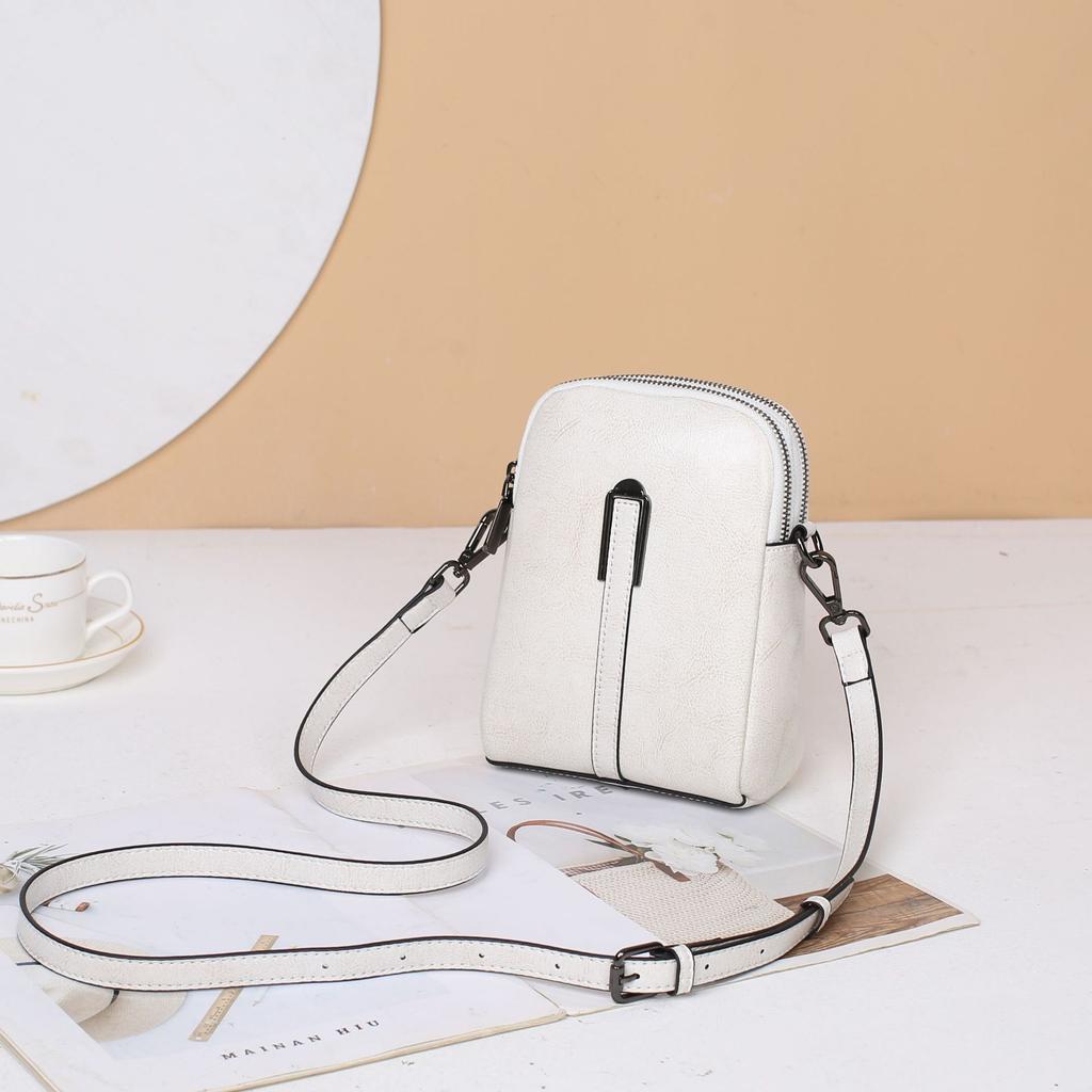 Oil Wax Cowhide Women'S Bag Single Shoulder Crossbody Women'S Bag Practical Multi-Compartment Simple And Fashionable Change Bag Shell Bag