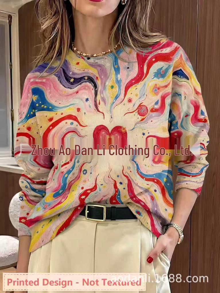Versatile Round Neck Long Sleeve Knit Casual Top