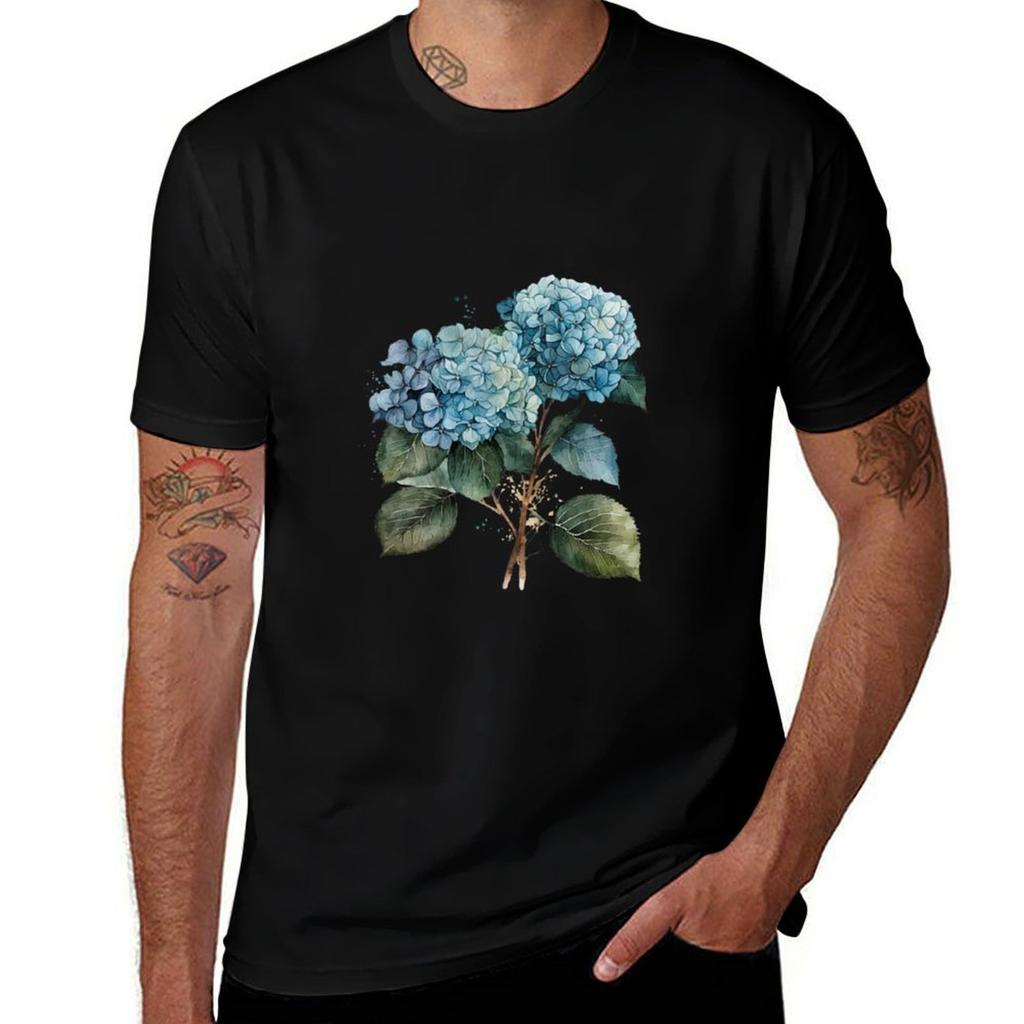 Watercolor Hydrangea TShirt Stylish Graphic Short Sleeve Top