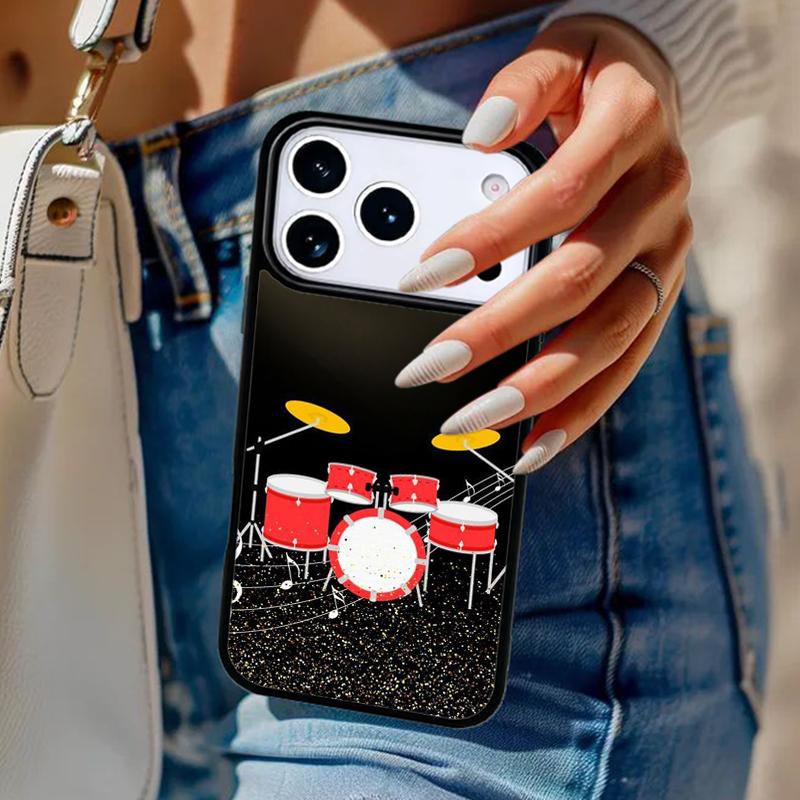 

Musical Instrument Drum Phone Case For iPhone 17 Air 14 15 13 12 Max Cover For Apple 16e 11 Pro Max Plus Coque iPhone 16