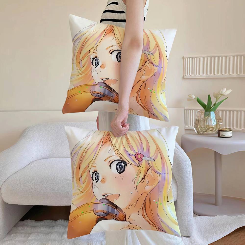 Y-Your Lie in April Kaori Miyazono Kissenbezug Milbendicht Kissenbezug Verdeckter Reißverschluss Seidig Sofakissenbezug