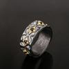 Retro Black Gold Men's Ring-inlaid with Black Zircon Stone Retro Punk Finger Ring Men's Party Jewelry Gift