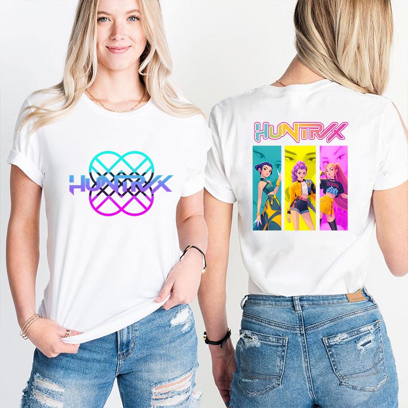 Women Clothes Tees Tops Kpop Demon Hunter Huntrx Print T-shirts Fashion Casual Short Sleeve T-shirt Fashion Korean Anime Tshirts