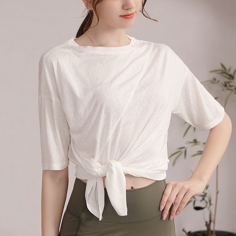 

New Tencel Snowflake Sports Top Women Loose Slimming Short sleeve T-shirt Running Fitness Cover up Sexy Yoga Clothes Summer White 10/XL