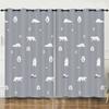 Curtain Cartoon Animal Bear Deer Love Kitten Digital Printing Blackout Curtain Punching