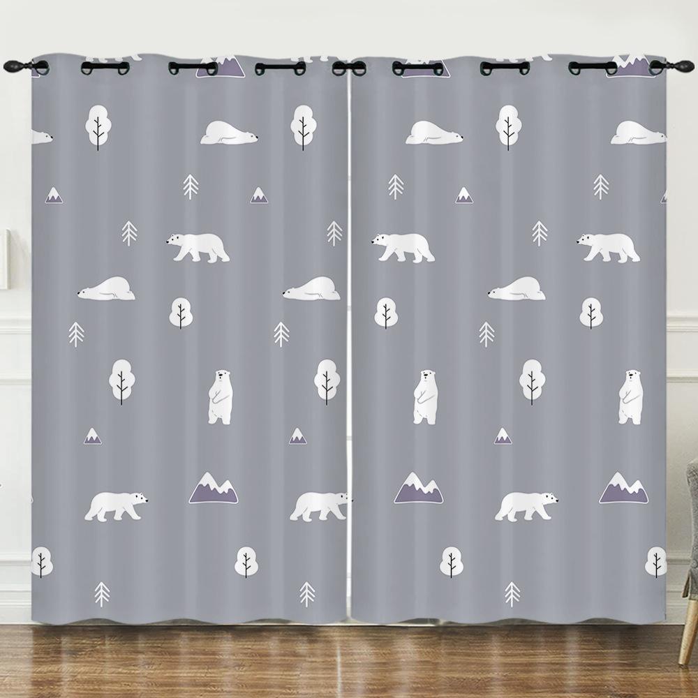 Штора Мультяшное Животное Медведь Олень Любовь Котенок Цифровая Печать Блэкаут Штора На Люверсах 2pcs*97cm*114cm*2