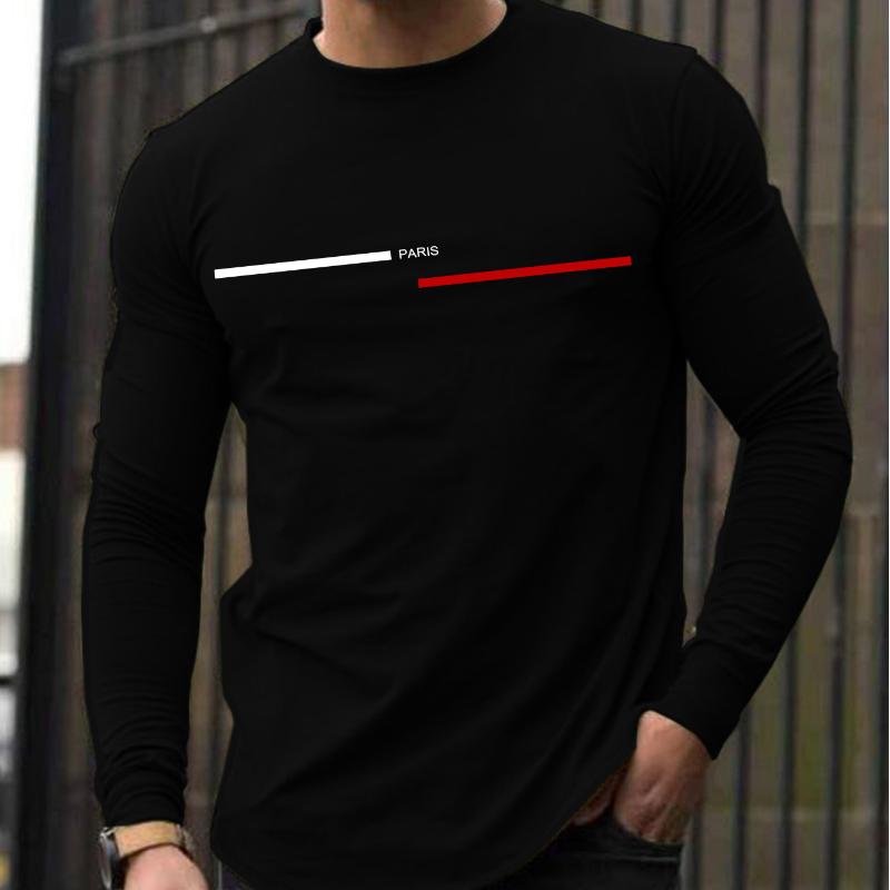 

Trendy New Long-sleeved T-shirt Men s Long-sleeved Men s Printed Round Neck T-shirt Trend Versatile Casual Tops Men s T-shirt XL чорний