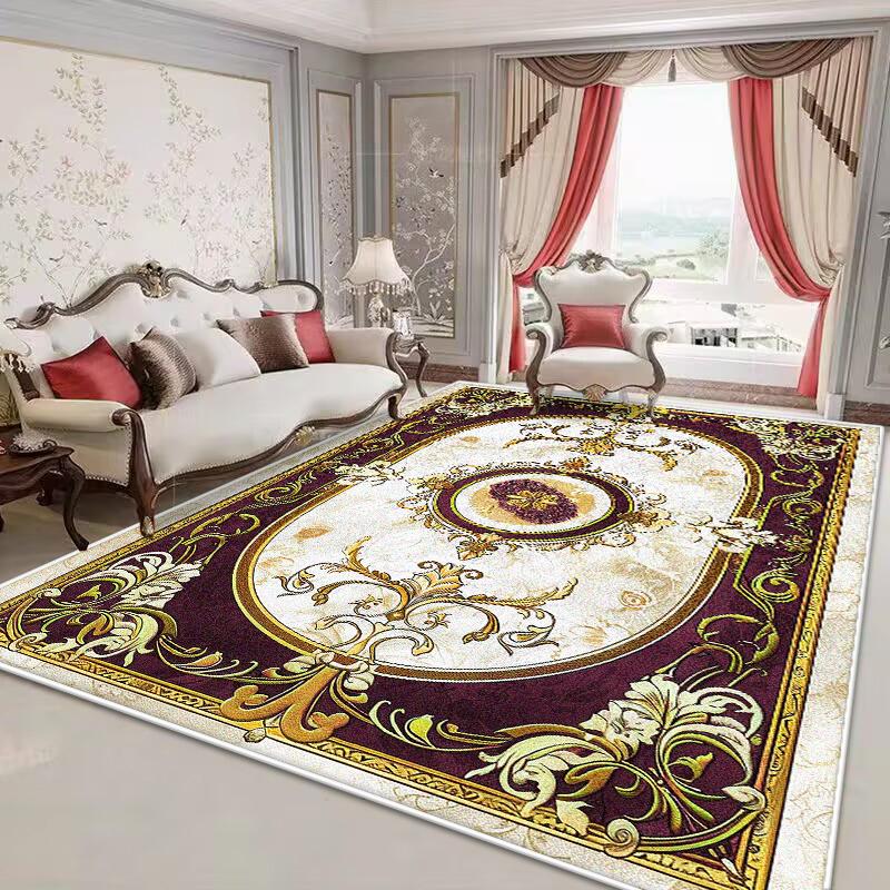 European Style Antiskid Large Living Room Carpet Lint-free Washable Dining Room Coffee Tables Mat Easy Clean Soft Bedroom Carpet