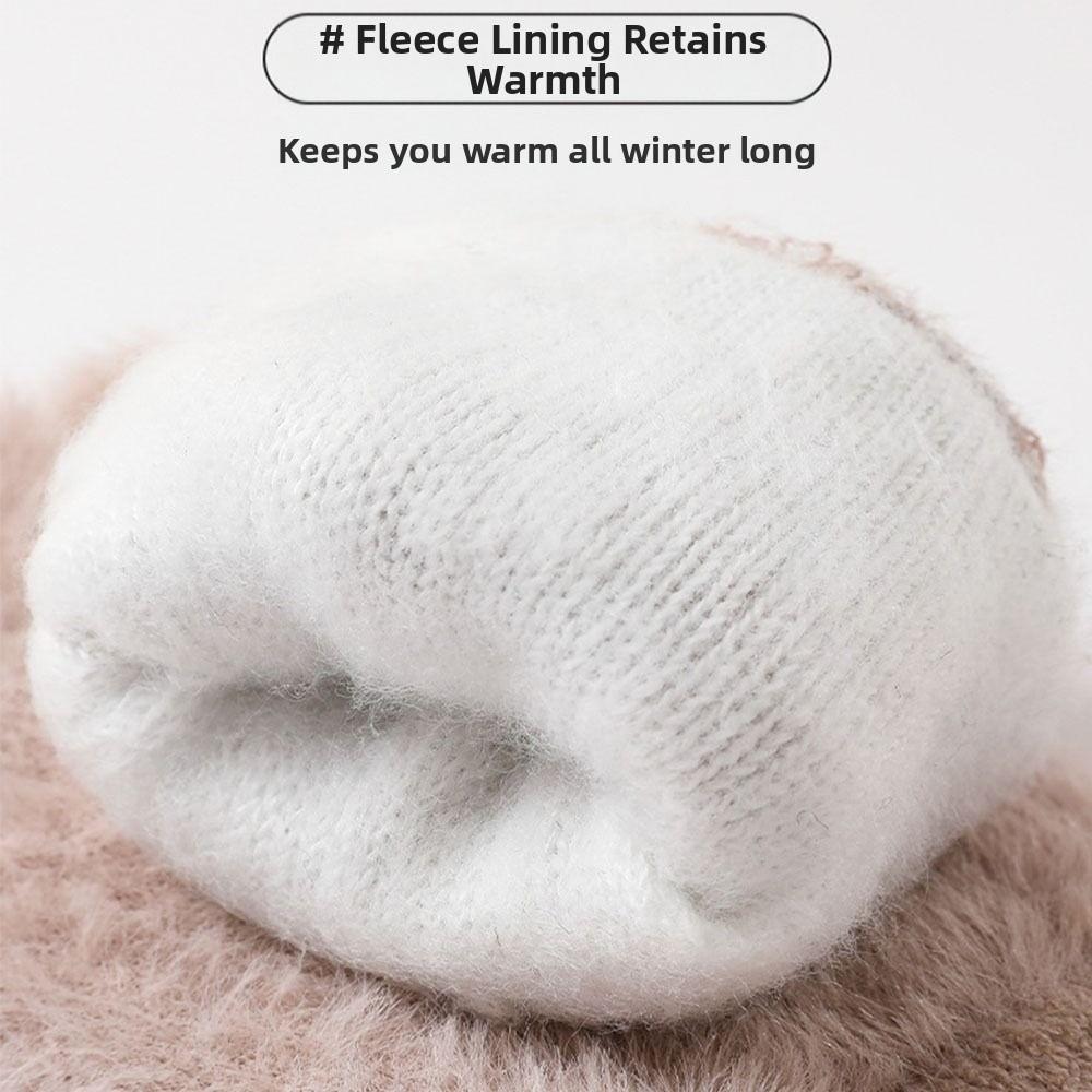 Fashion Thickened Furry Gloves Solid Color Cold-proof All Finger Mittens Warm Windproof Knitted Gloves Men Women