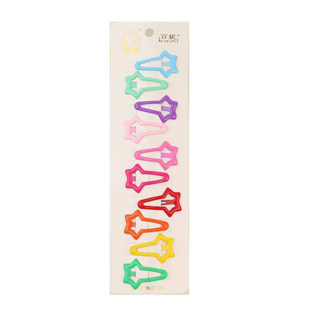 10pcs/pack Girls Colorful Alloy Bobby Pins Lovely Water-drop Heart Star Hairpins Rainbow Hair Clips Barrette Grips For Children