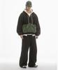 Fanshow (Setup) Pocket Hooded Zipup + Leather Belt Wide Pants- Khaki