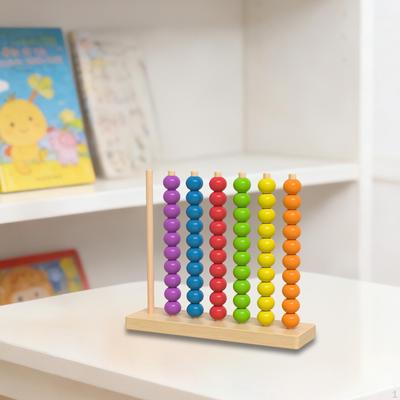 Wooden Color Sorting Stacking Toys Counting Game, Fine Motor Skills, Stacker Block Set for