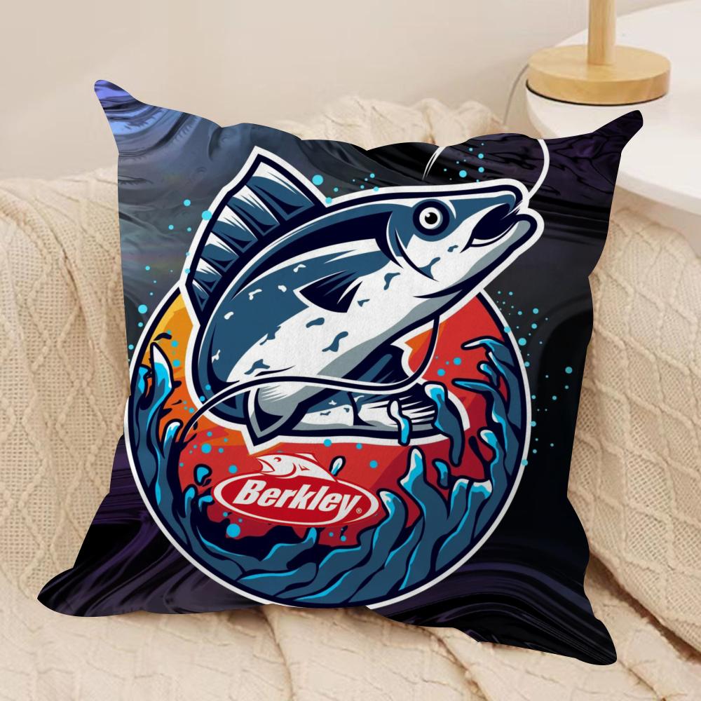 Popular Fishing B_Berkleys Cushion Cover Soft Plush Fabric Double-Sided Printed Sofa Cushion Cover for All Seasons Home Decor