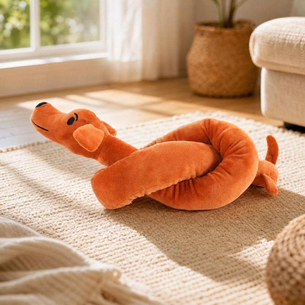 Long Soft Stuffed Dog Toy with Squeaker Squeaky Squeakers Cuddly