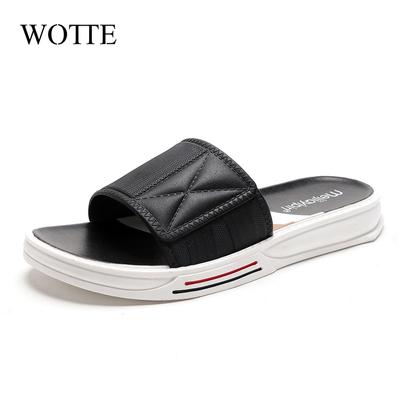 WOTTE Slippers Men Summber Room Shoes Men Bathroom Black Men Flip Flops Fashion Pool Mens Slides Soft Sole Beach Slides Men