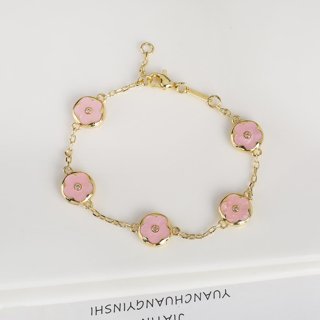 Trendy Creative Adjustable Round Five Leaf Flower Gold-Plated Bracelet Luxury for Women Daily Party Jewelry Accessories Clover