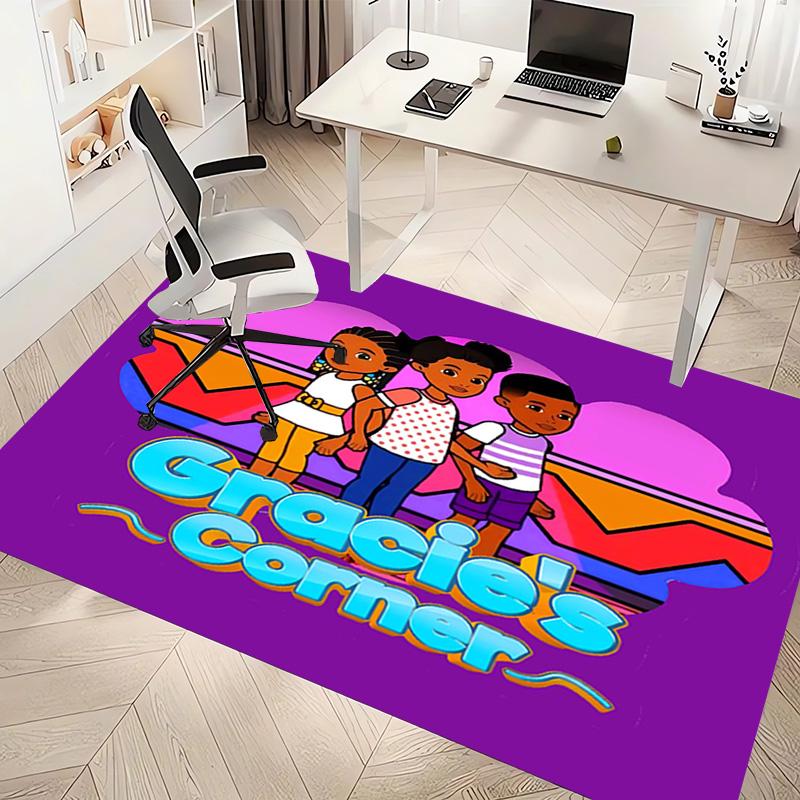 1pc Gracie's Corner3 Print Area Rug - Soft, Washable Non-Slip Indoor Mat, Living Room, Home Office Decorative Rug,Office Decorative