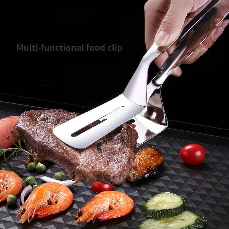 Stainless Steel Tong Spatula 2 in 1 Kitchen Tongs Non Stick Cooking Spatula Food Turner Clip for BBQ Frying Cooking Tool