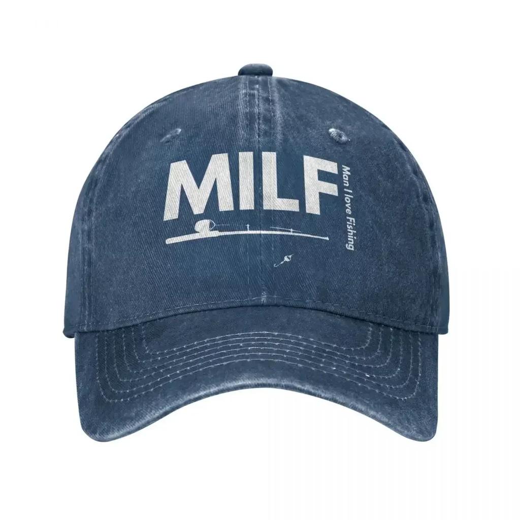 Mann Ich Liebe Angeln MILF Baseballkappen Klassische Abgenutzte Baumwolle Sonnenschirmkappe Unisex Outdoor Alle Jahreszeiten Reisekappen Hut