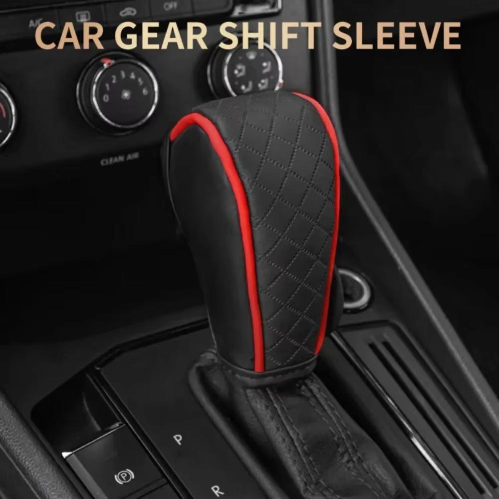 Universal Car Shift Lever Cover PU Leather Full Wrap Protection Hand Brake Cover Breathable Anti-Slip Interior Gear Shift Protec