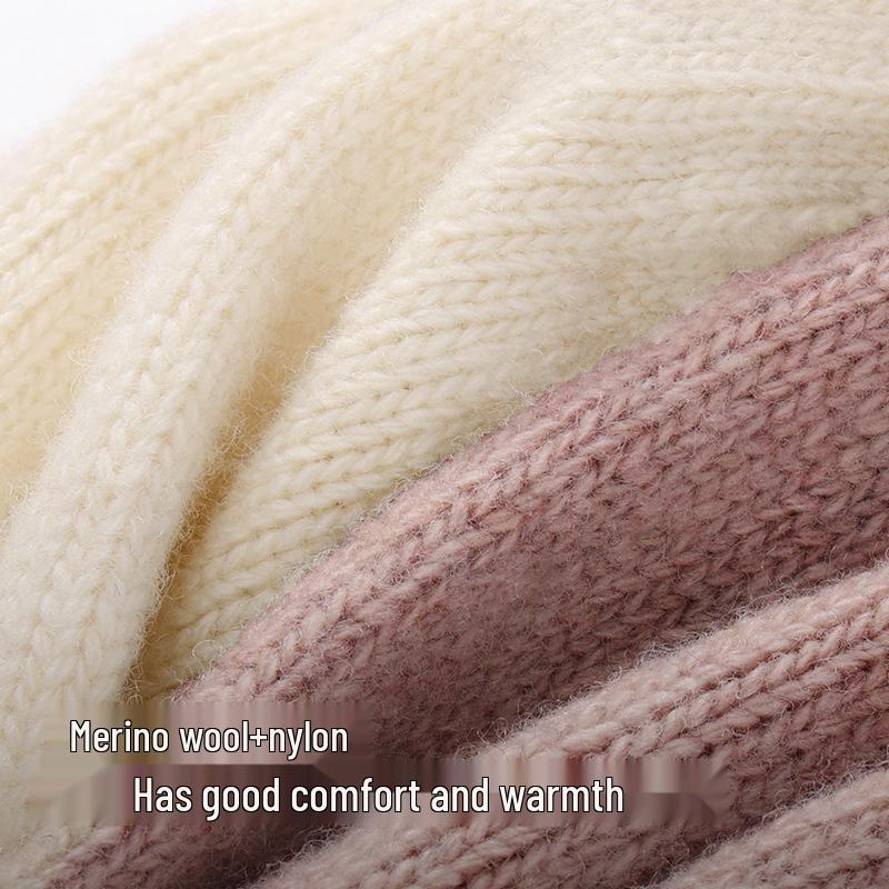 DZ149 Winter Knit Wool Gloves: Windproof Flip-Finger Touchscreen Gloves for Outdoor Cycling and Sports.